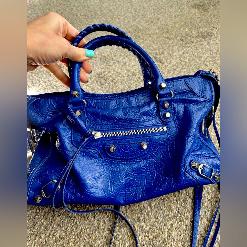 Balenciaga Small City Bag in Electric Blue with Silver hardware - FULL SET